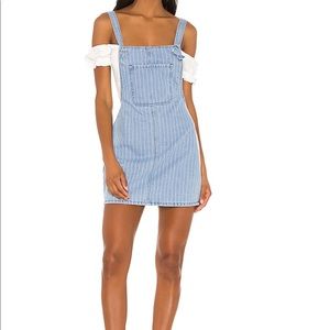 NWT Revolve Stripe Denim Overall Dress